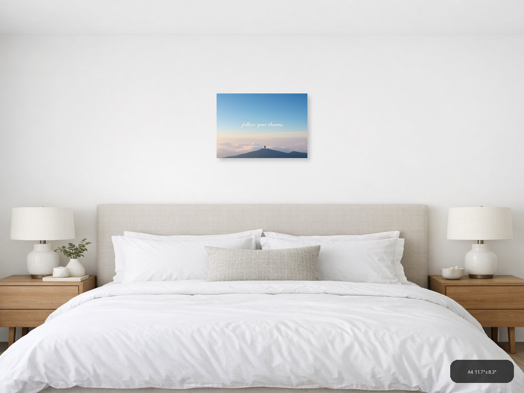 Minimalist Mountain Peak Motivational Wall Art — A4 / Bedroom