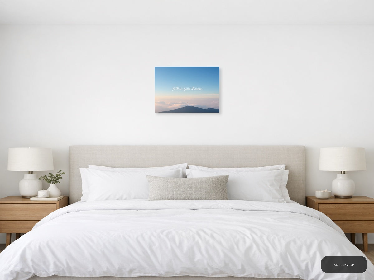 Minimalist Mountain Peak Motivational Wall Art — A4 / Bedroom
