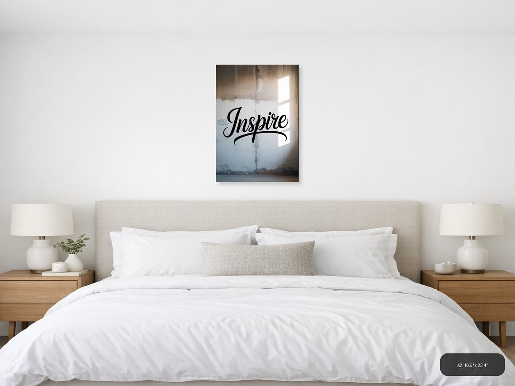 Inspire Typography Wall Art - Motivational Black Script — A2 / Bedroom