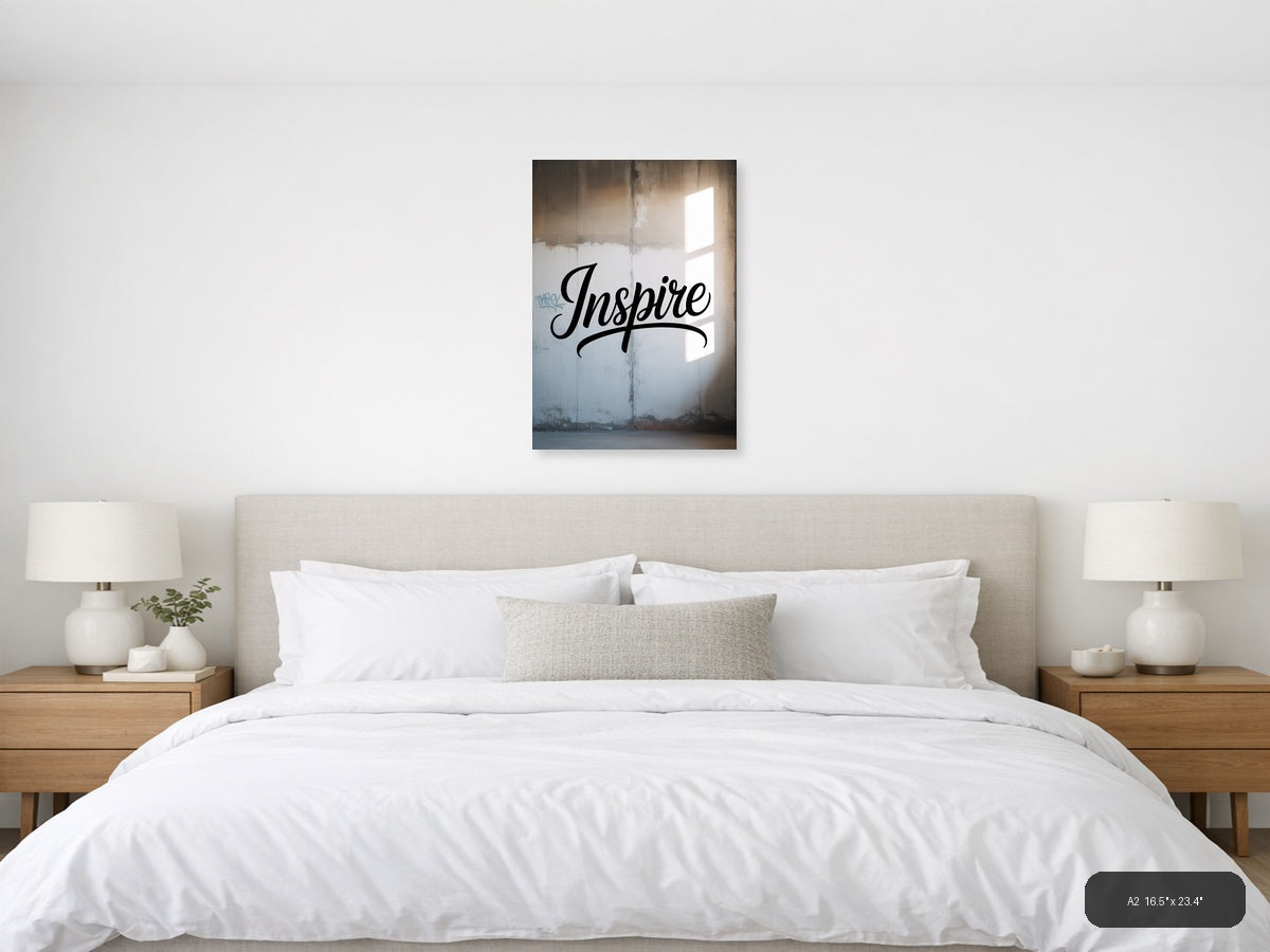 Inspire Typography Wall Art - Motivational Black Script — A2 / Bedroom