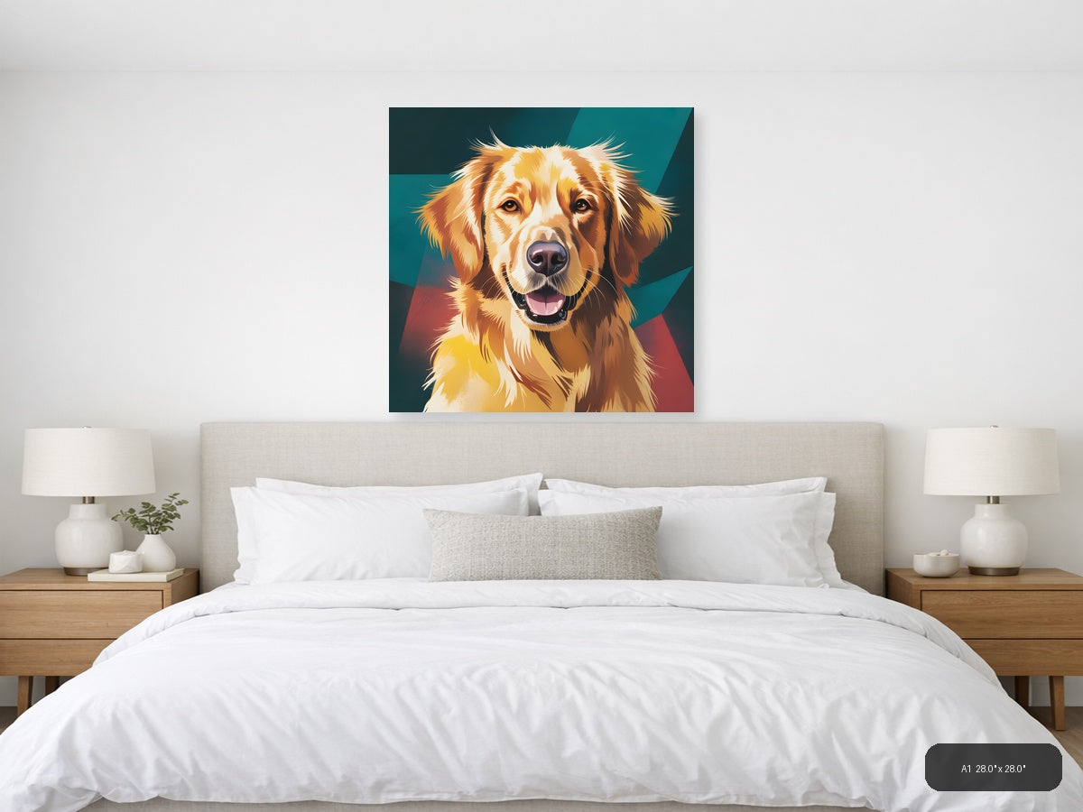 Golden Retriever Pop Art Portrait - Abstract Wall Art — A1 / Bedroom