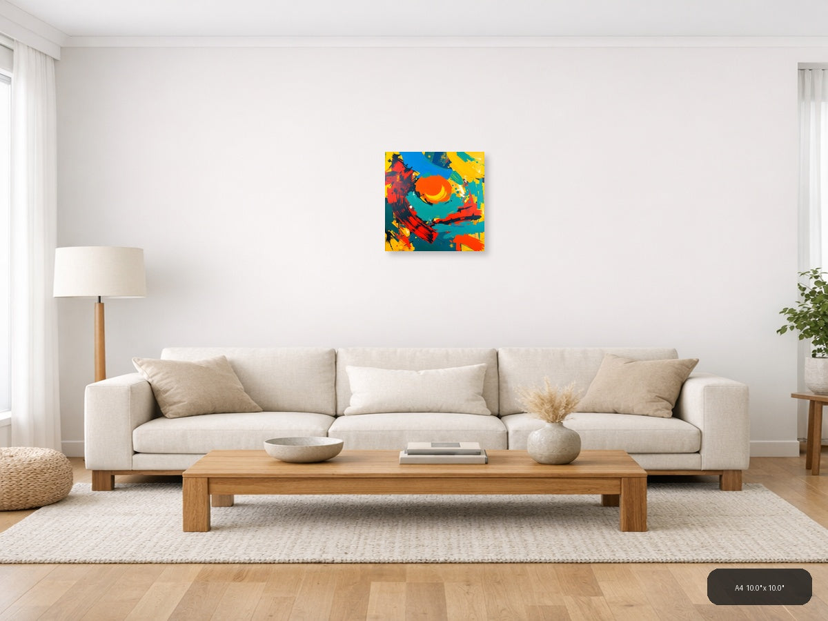 Vibrant Abstract Circles and Brushstrokes Modern Wall Art — A4 / Living Room