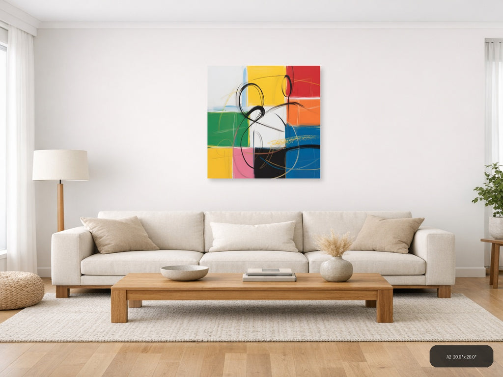 Abstract Colorblock Circles Modern Wall Art — A2 / Living Room