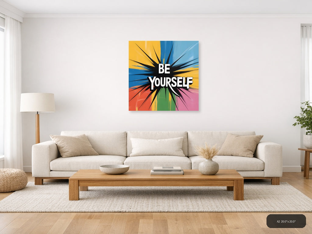 Colorful Abstract Sunburst Rainbow Wall Art — A2 / Living Room
