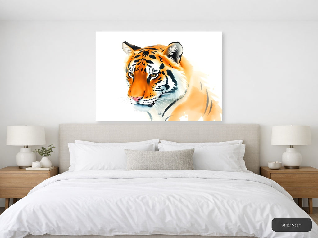 Tiger Portrait Watercolor Wall Art — A1 / Bedroom