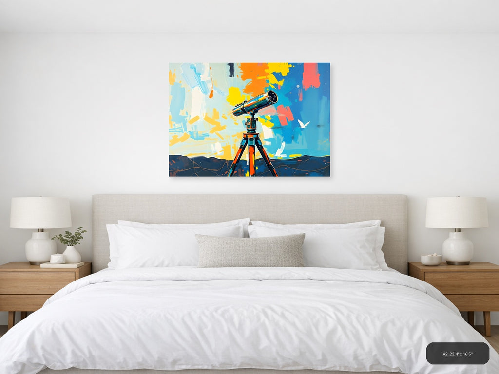 Colorful Telescope Abstract Art Print Wall Art — A2 / Bedroom
