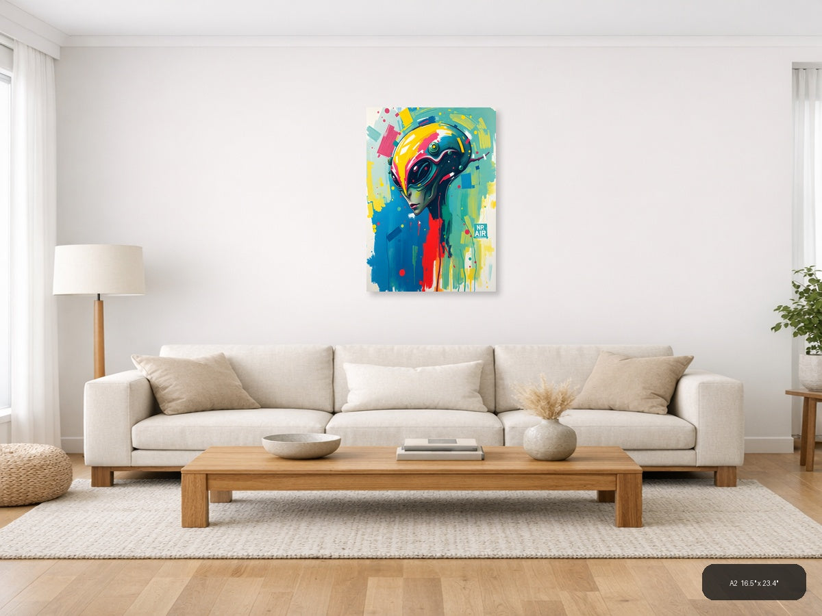 Colorful Abstract Futuristic Head Portrait Wall Art — A2 / Living Room