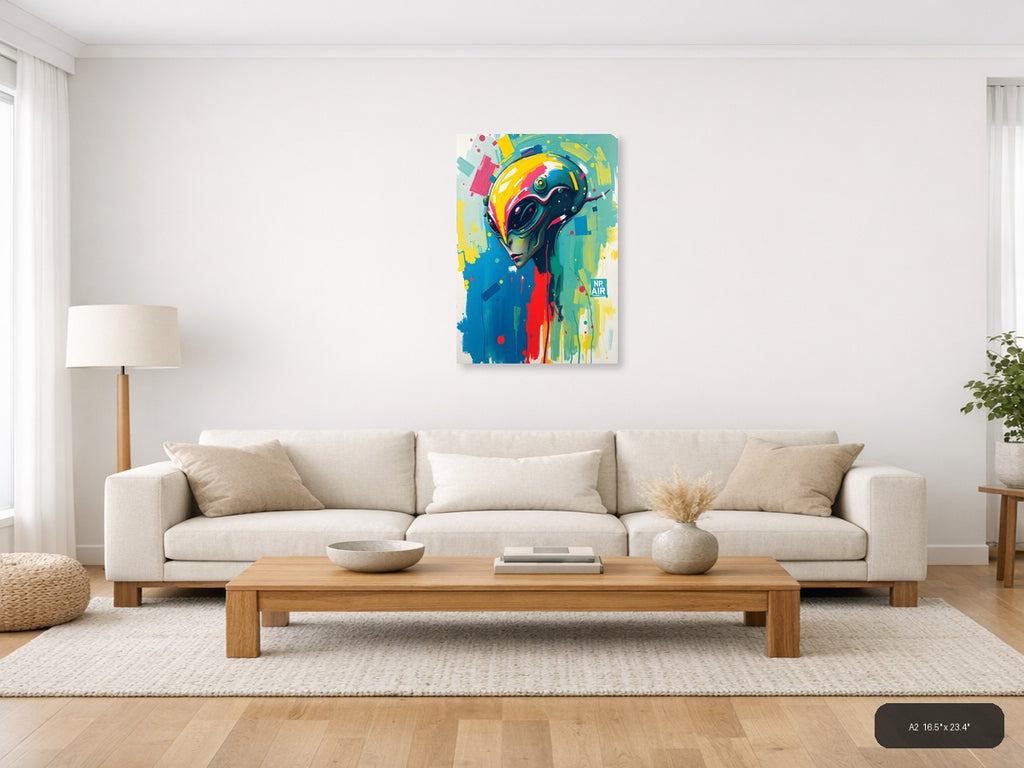 Colorful Abstract Robot Head Portrait Wall Art — A2 / Living Room