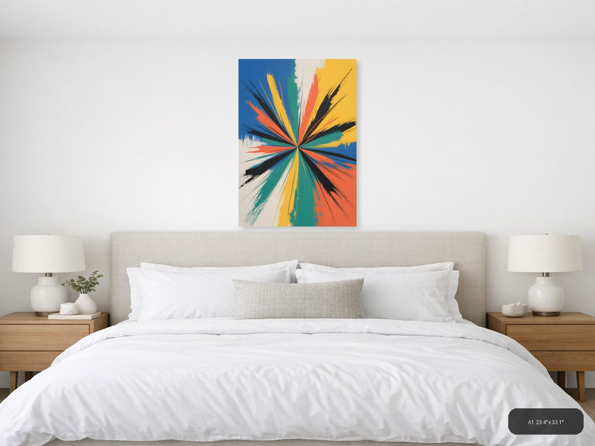 Colorful Radial Burst Abstract Modern Wall Art — A1 / Bedroom