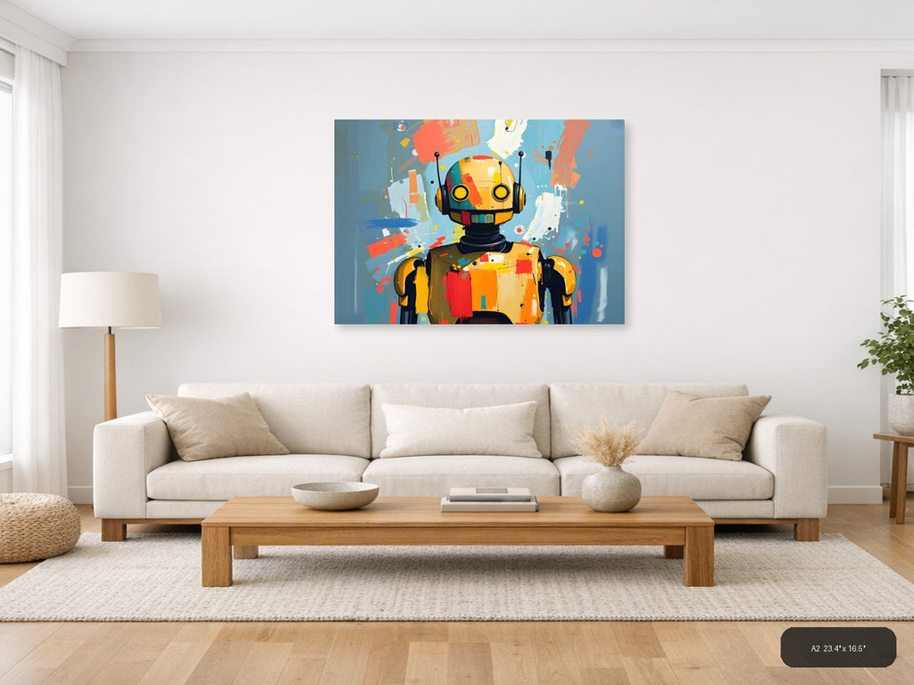 Colorful Robot Portrait Abstract Modern Wall Art — A2 / Living Room
