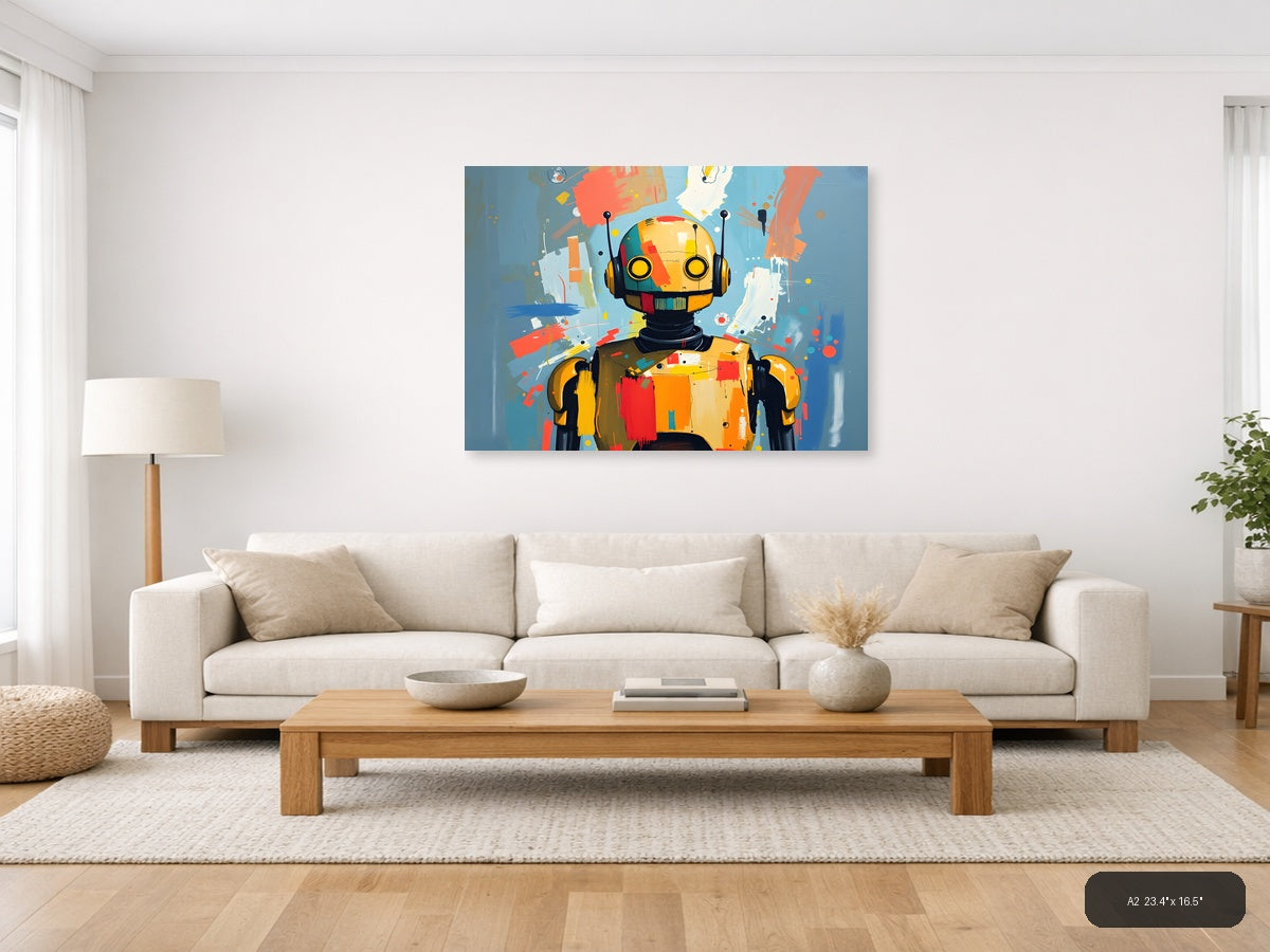Colorful Robot Portrait Abstract Modern Wall Art — A2 / Living Room
