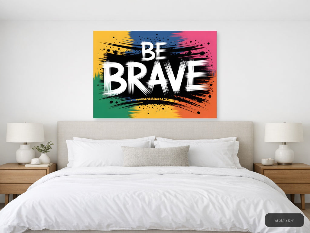 Be Brave Abstract Graffiti Street Art Wall Art — A1 / Bedroom