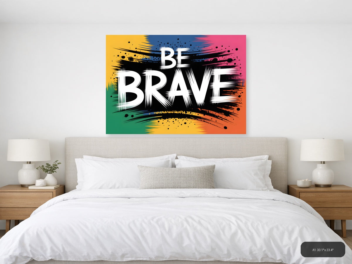 Be Brave Abstract Graffiti Street Art Wall Art — A1 / Bedroom