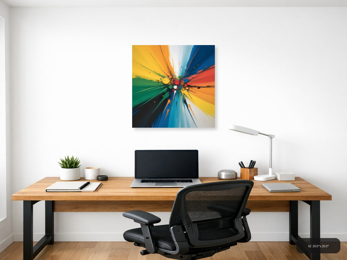 Colorful Paint Explosion Abstract Canvas Wall Art — A2 / Office