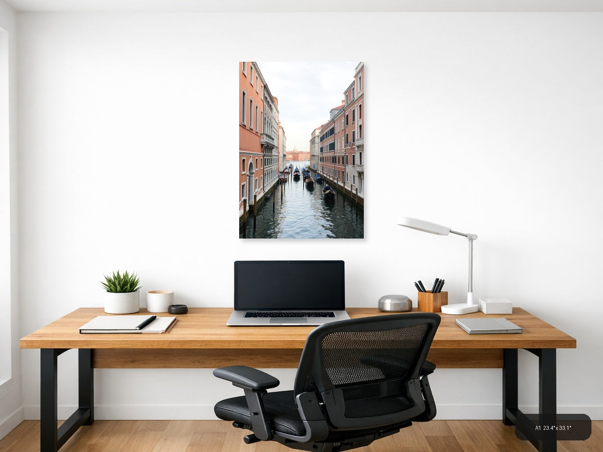 Venice Canal Gondolas & Architecture | Minimalist Travel Wall Art — A1 (Office)