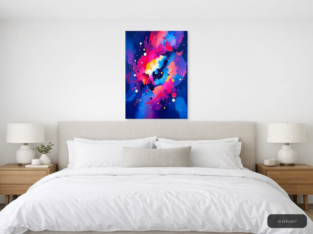 Vibrant Abstract China Map Neon Colors Wall Art — A1 / Bedroom