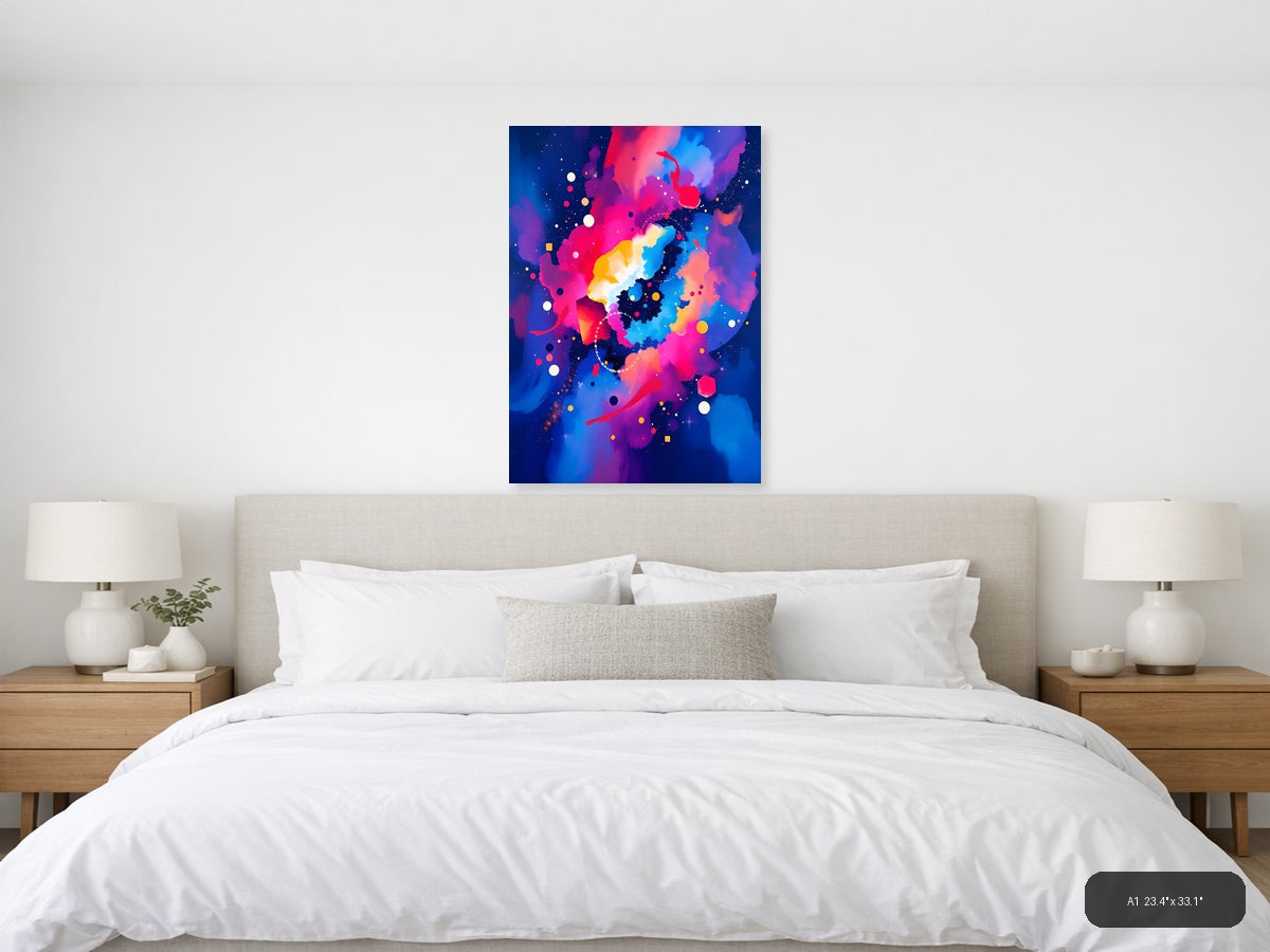 Vibrant Abstract China Map Neon Colors Wall Art — A1 / Bedroom