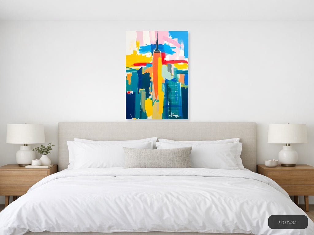 Abstract New York City Skyline Colorful Modern Wall Art — A1 / Bedroom
