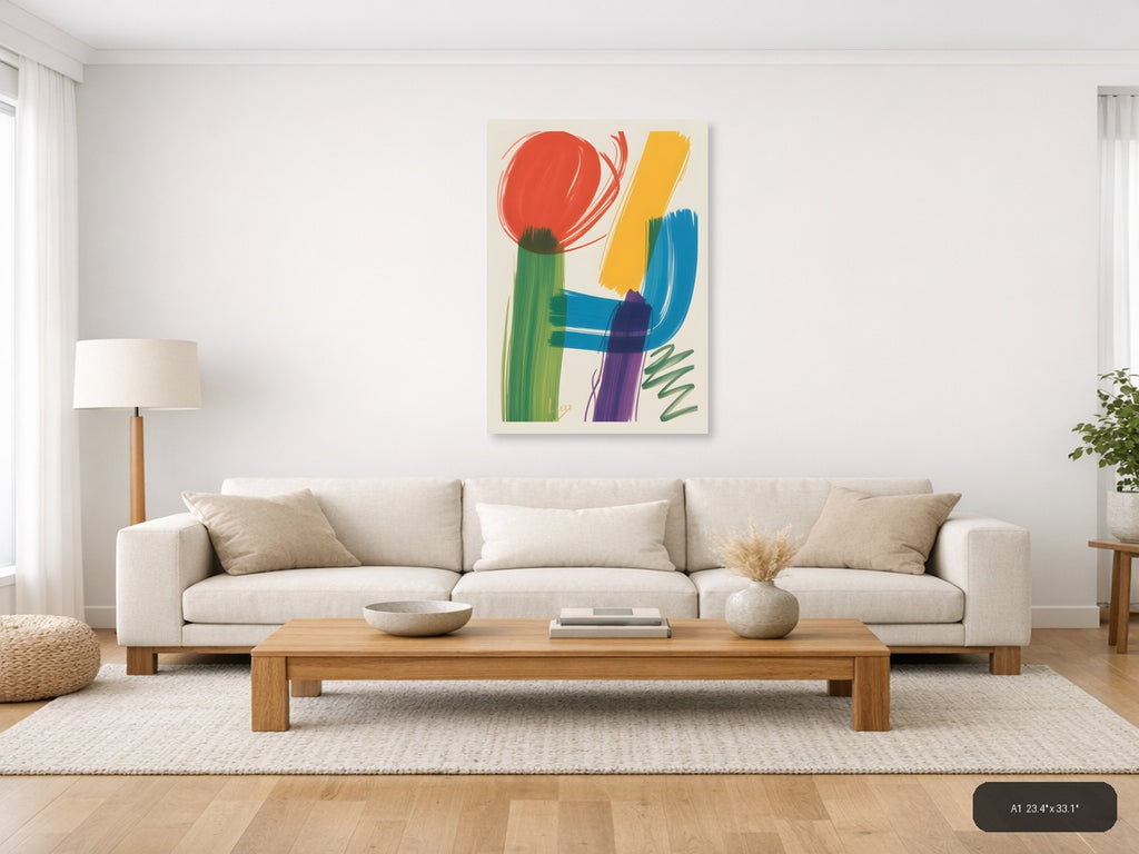 Abstract Colorful Botanical Forms Modern Wall Art — A1 / Living Room