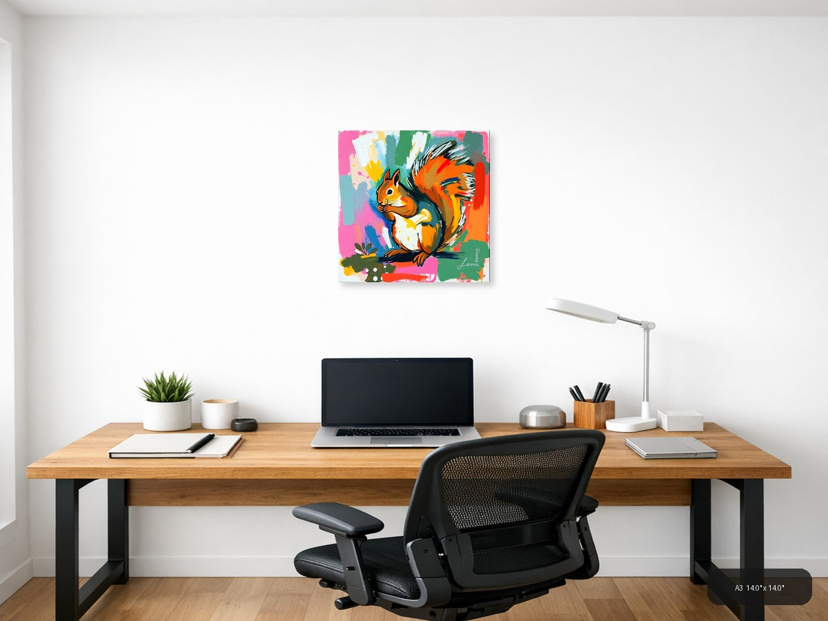 Colorful Abstract Squirrel Pop Art Wall Art — A3 / Office