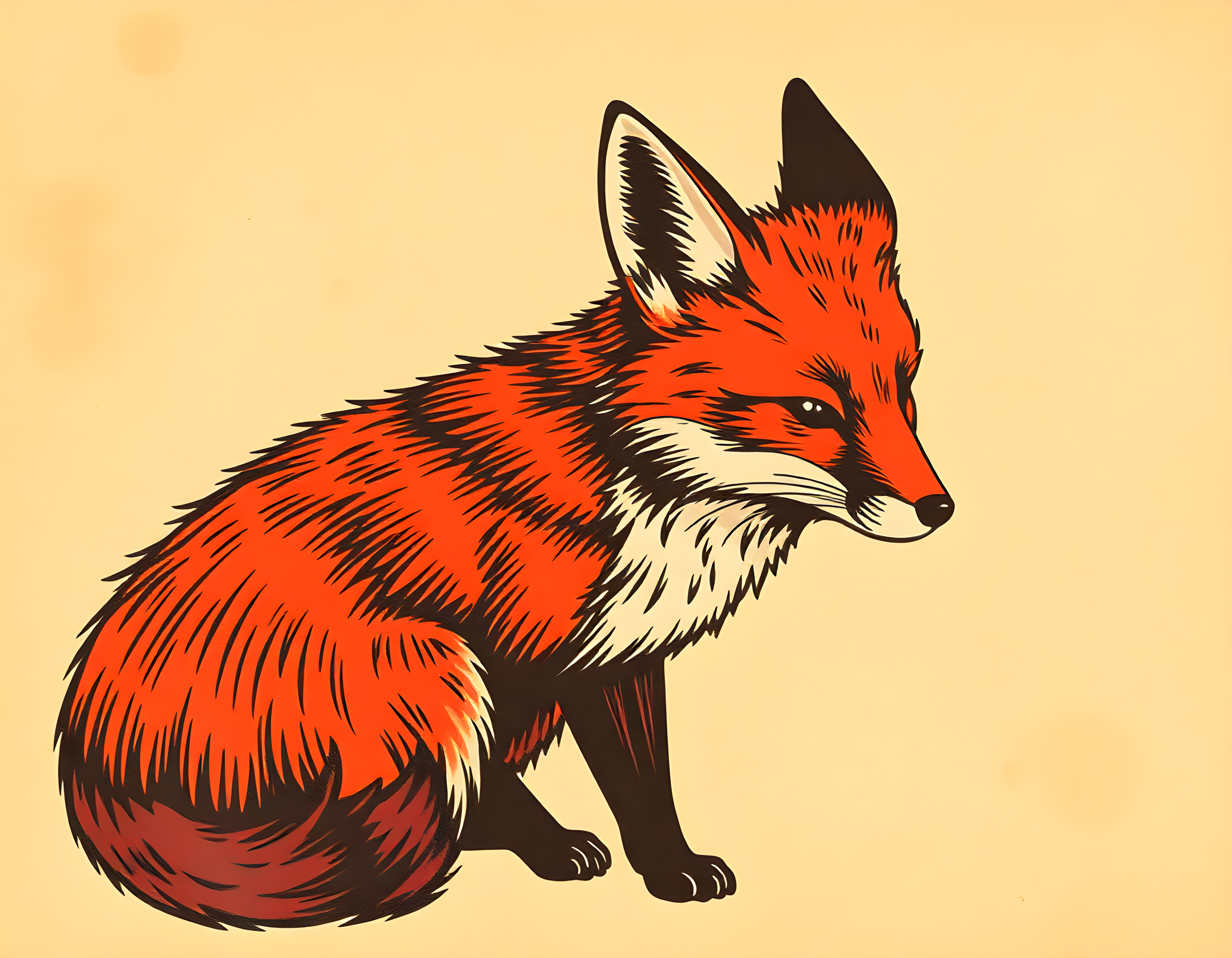 Vintage Red Fox Portrait Illustration Wall Art