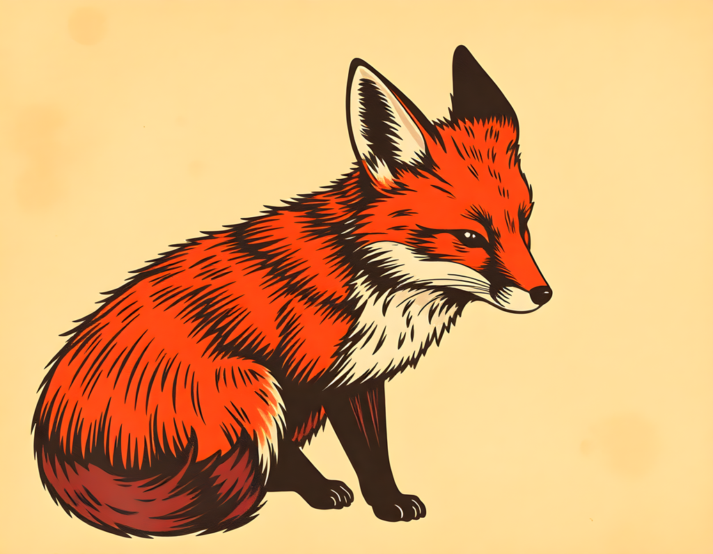 Red Fox Vintage Illustration Wall Art