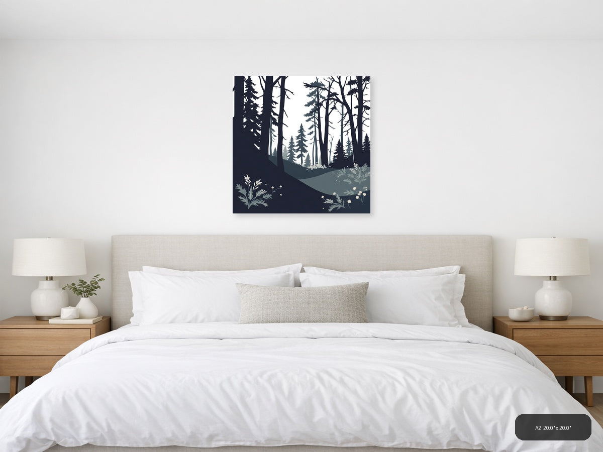 Minimalist Forest Path with Tall Trees Wall Art — A2 / Bedroom