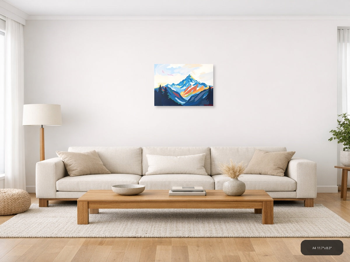 Abstract Mountain Peak with Colorful Valleys Wall Art — A4 / Living Room