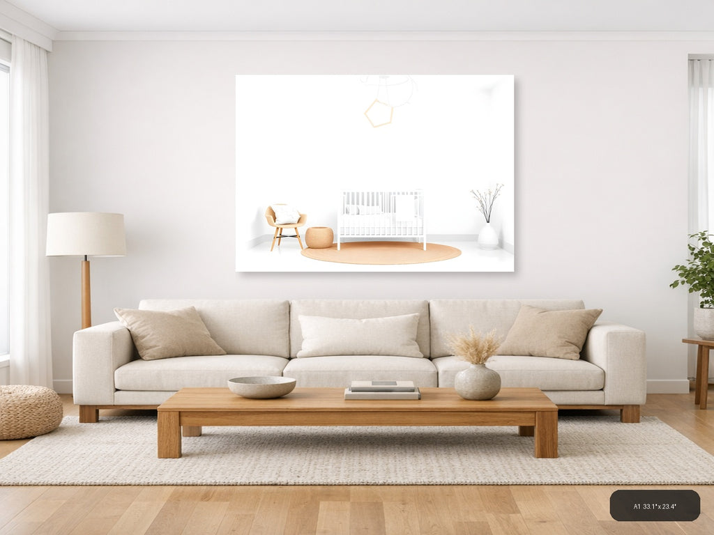 Minimalist Nursery Room Layout Illustration Wall Art — A1 / Living Room