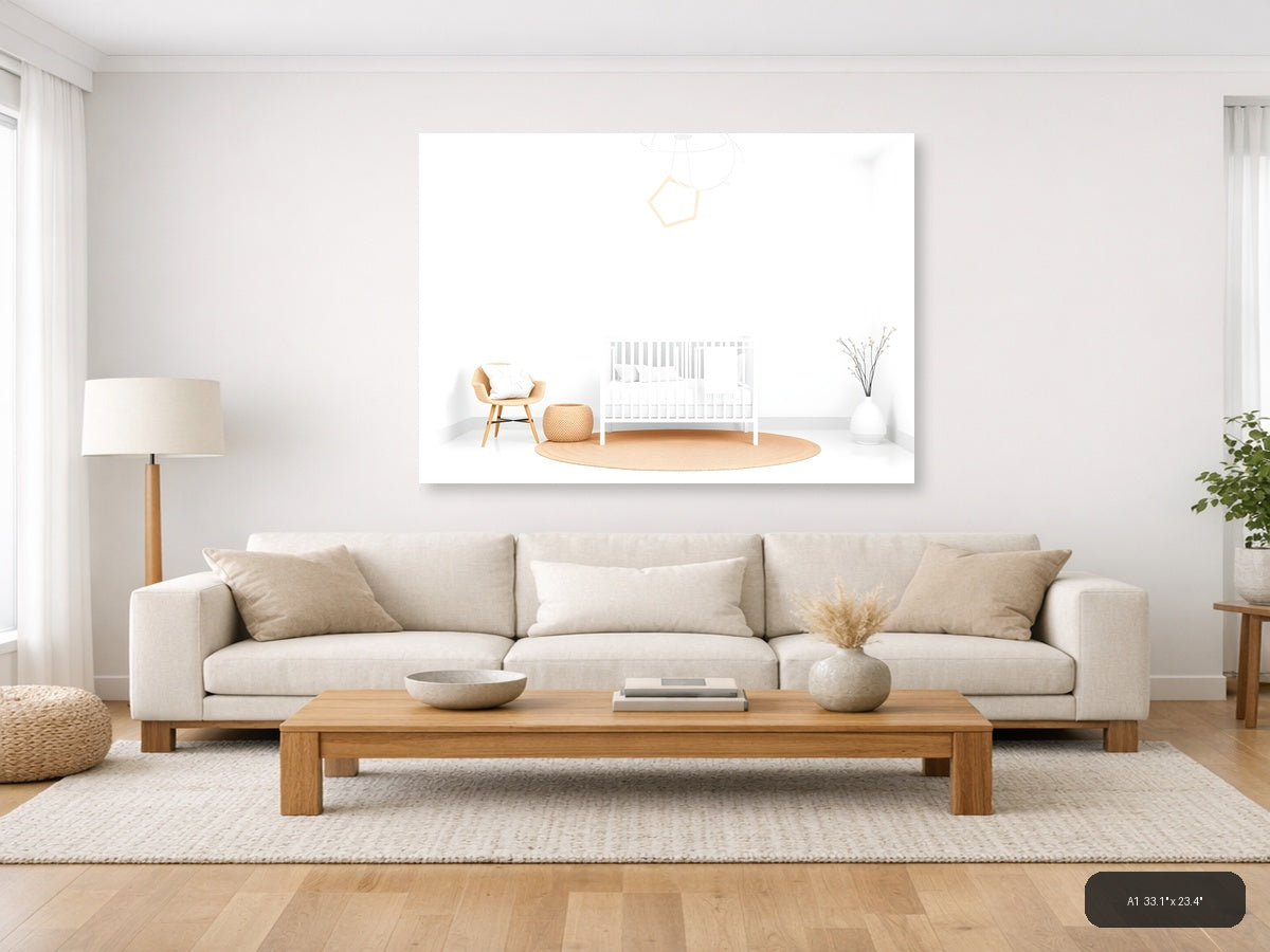 Minimalist Nursery Room Layout Illustration Wall Art — A1 / Living Room