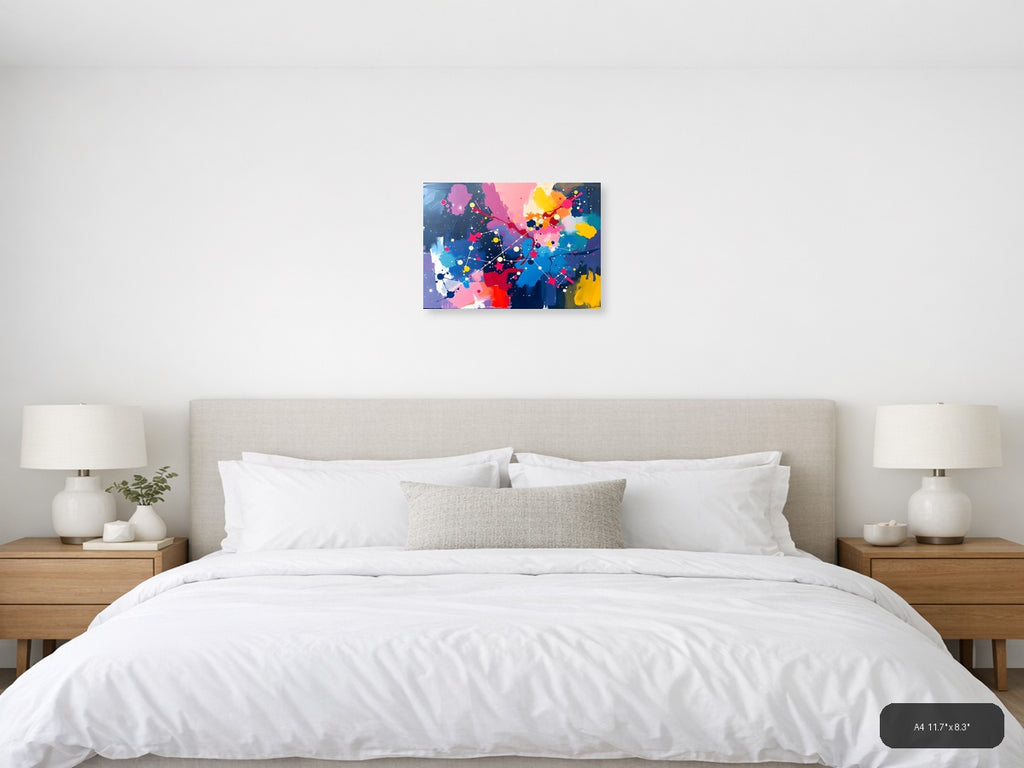 Colorful Abstract Network Constellation Wall Art — A4 / Bedroom