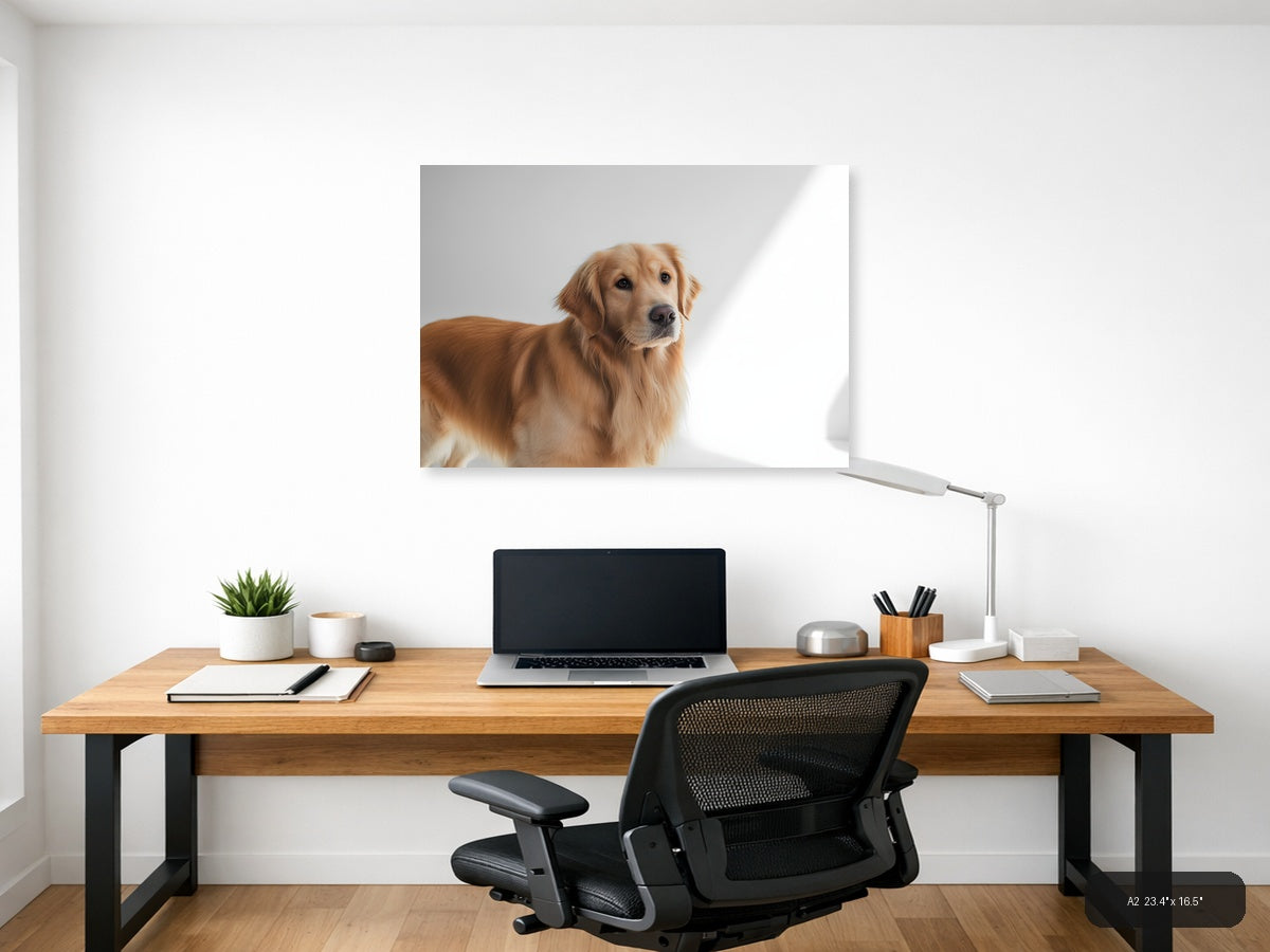 Golden Retriever Portrait Minimalist Wall Art — A2 / Office