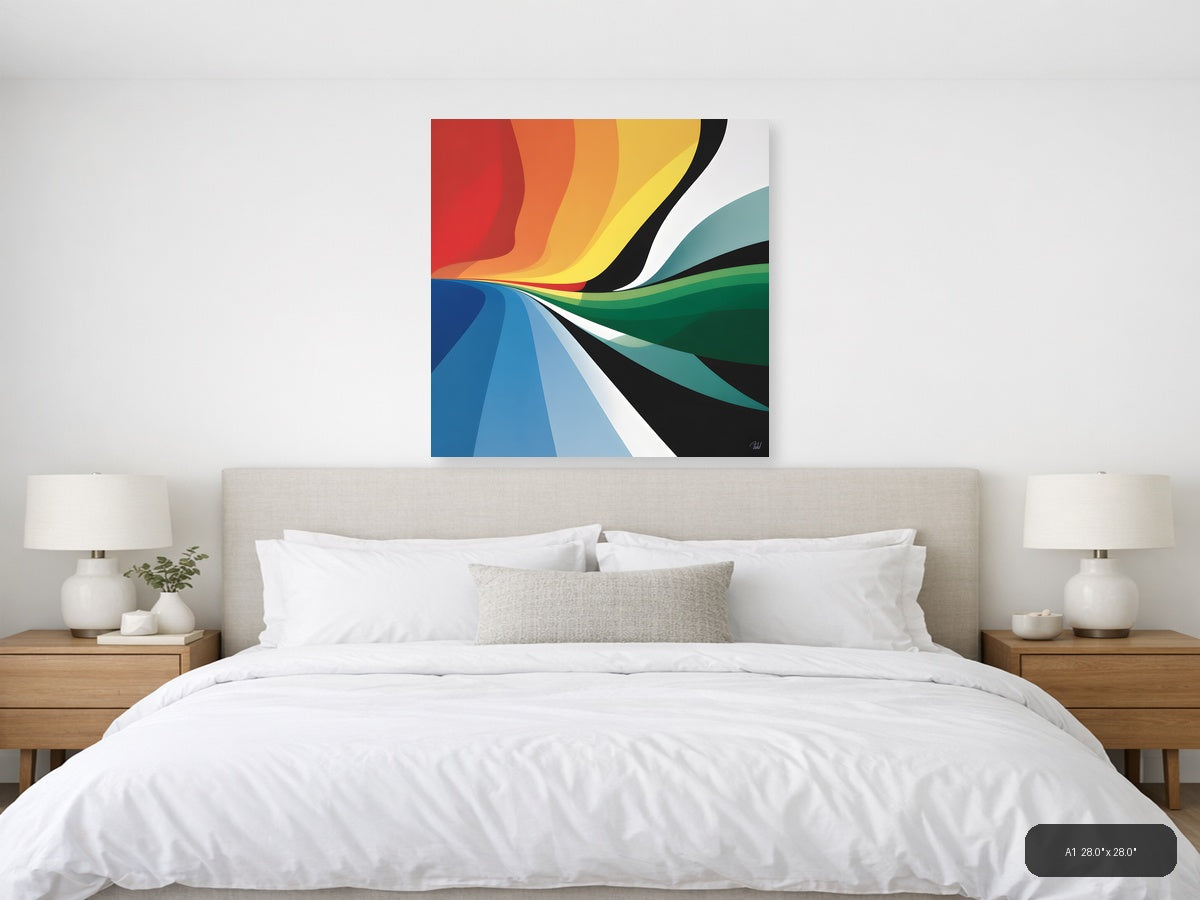 Colorful Abstract Wave Flow Modern Photography Wall Art — A1 / Bedroom
