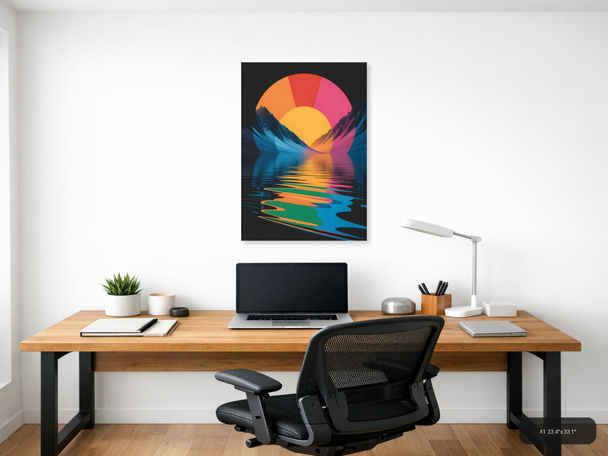 Colorful Sunset Mountain Landscape Photography Wall Art — A1 / Office
