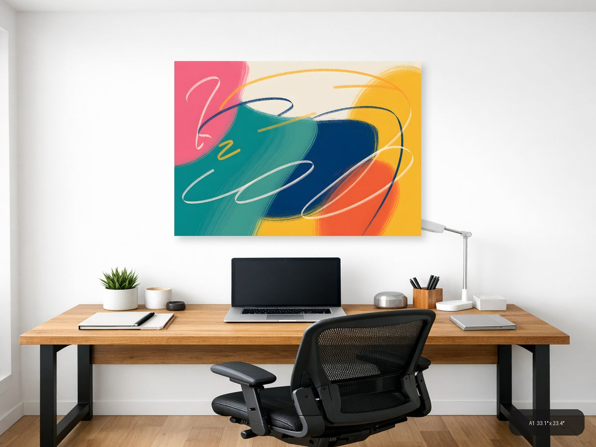 Colorful Abstract Brushstrokes Landscape Wall Art — A1 / Office