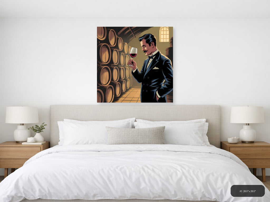 Vintage Wine Connoisseur in Cellar Wall Art — A1 / Bedroom