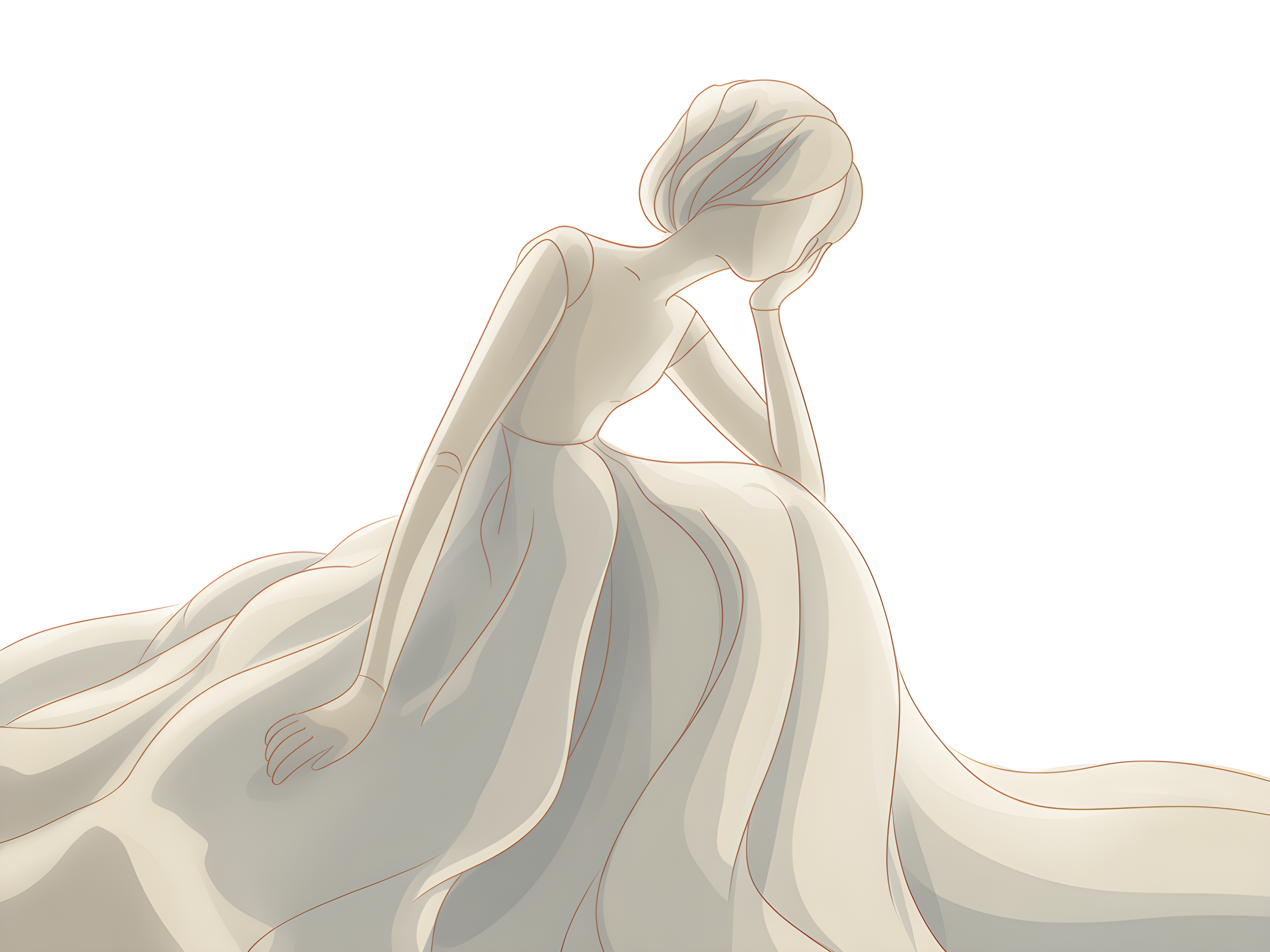 Elegant Woman in Flowing Gown Minimalist Wall Art