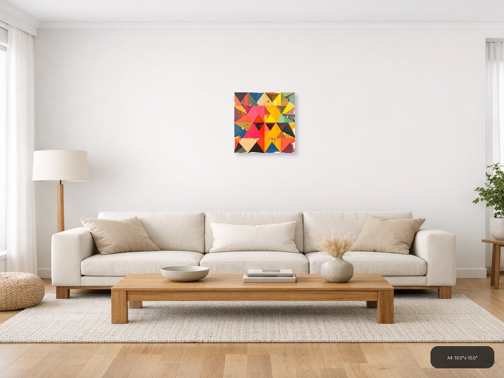 Colorful Geometric Triangle Abstract Wall Art — A4 / Living Room