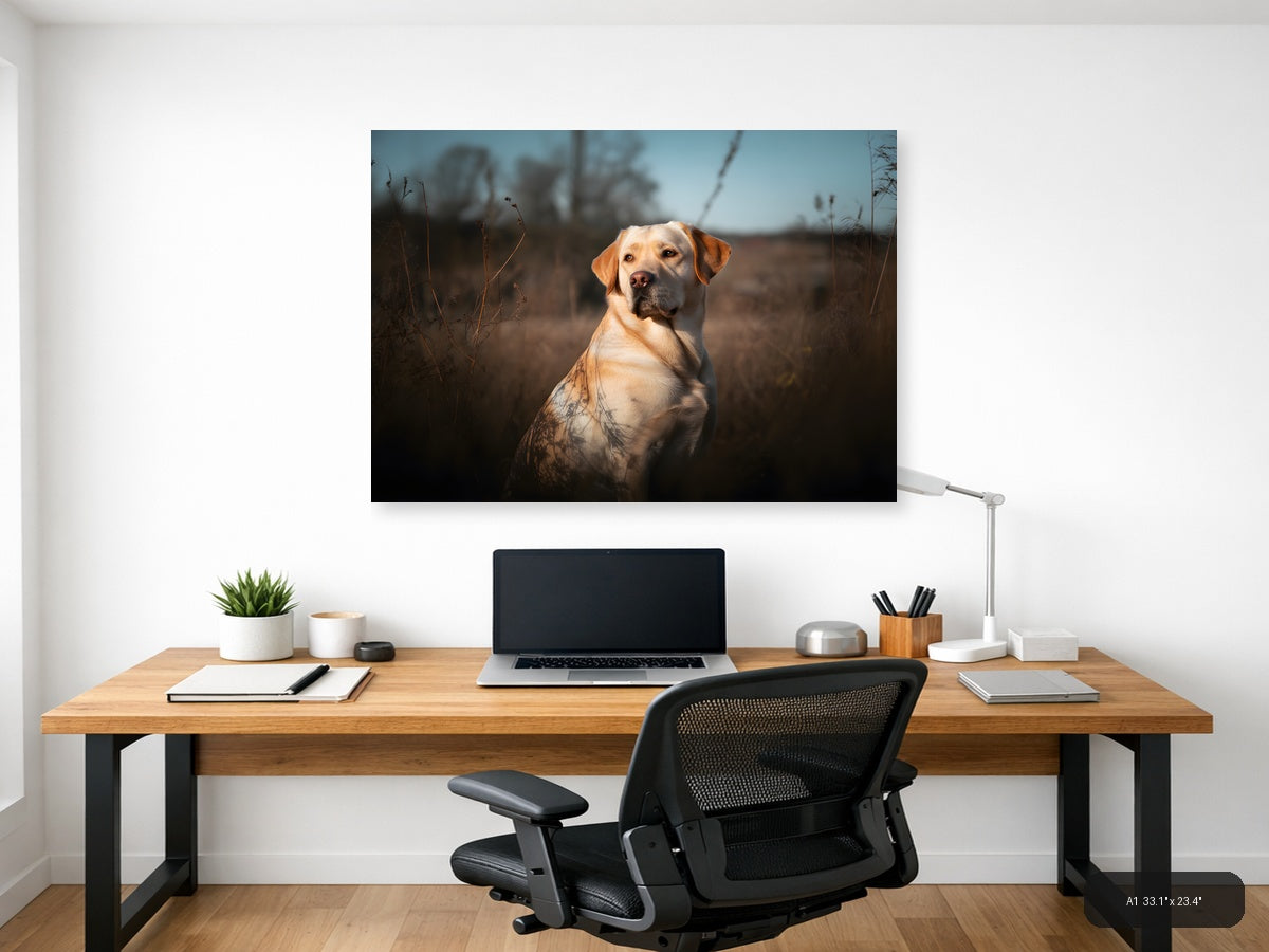 Golden Labrador in Field at Sunset - Photography Wall Art — A1 / Office
