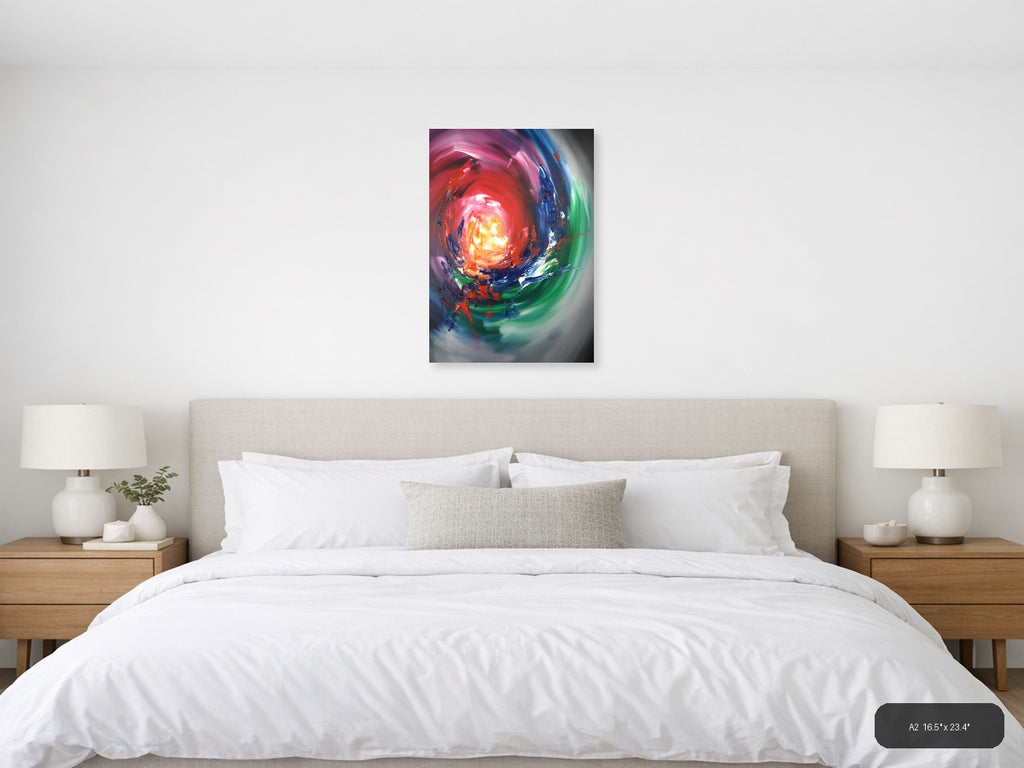 Radiant Cosmic Energy Abstract Spiral Wall Art — A2 / Bedroom