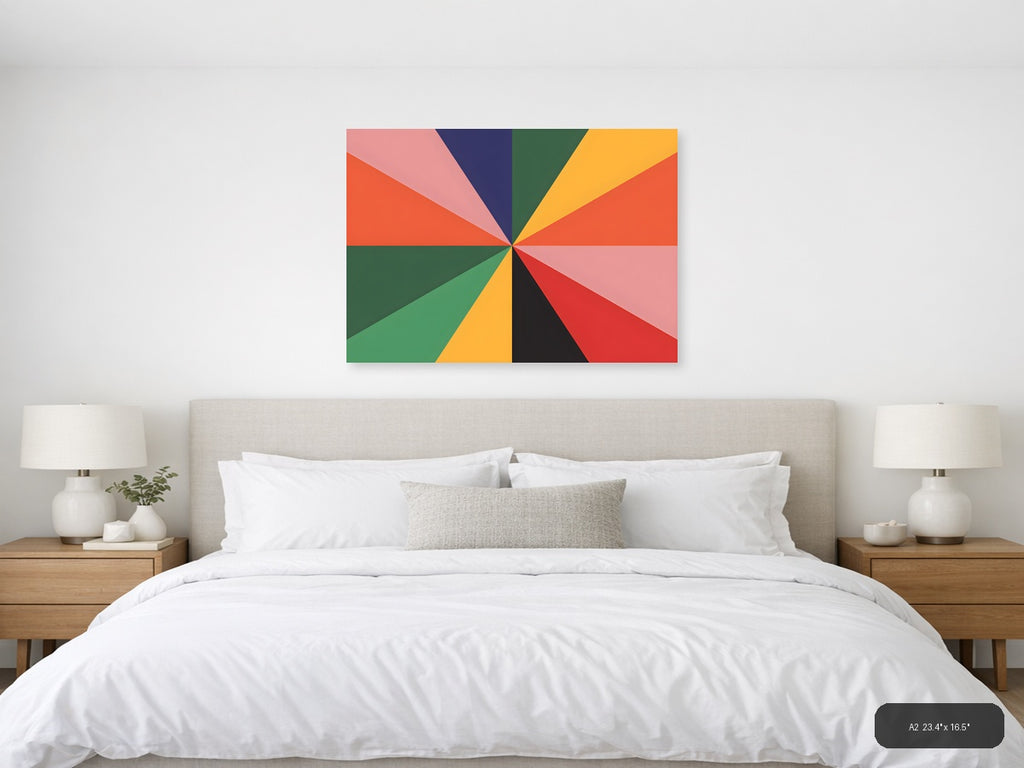 Colorful Geometric Sunburst Pattern Photography Wall Art — A2 / Bedroom