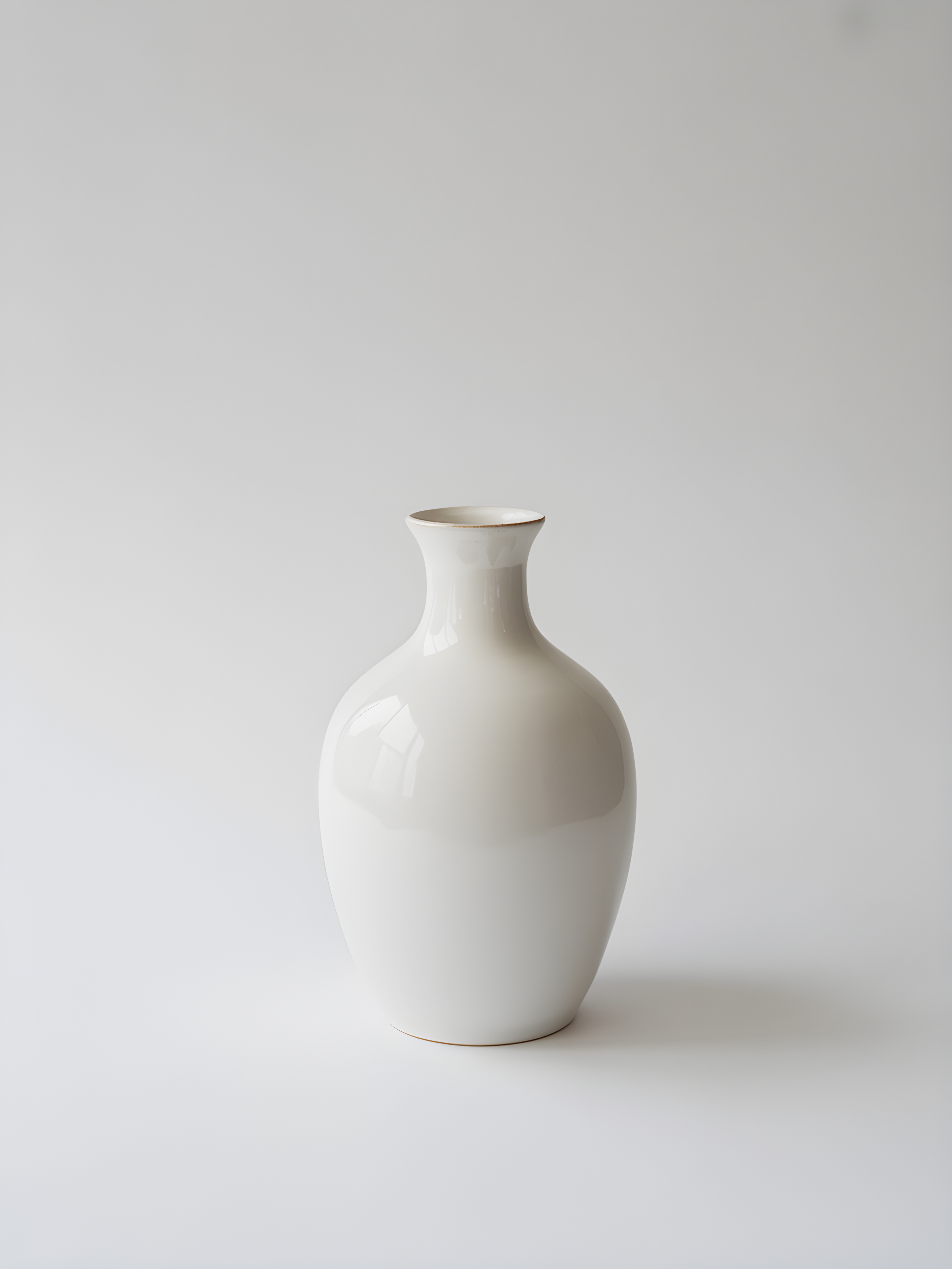 Minimalist White Ceramic Vase on Gray Wall Art