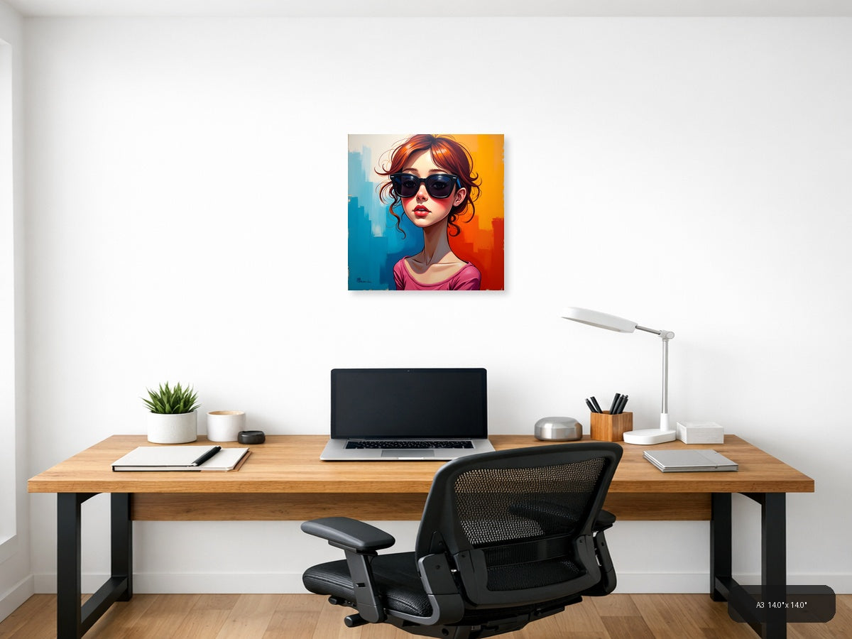 Modern Pop Art Woman with Sunglasses Urban Wall Art — A3 / Office