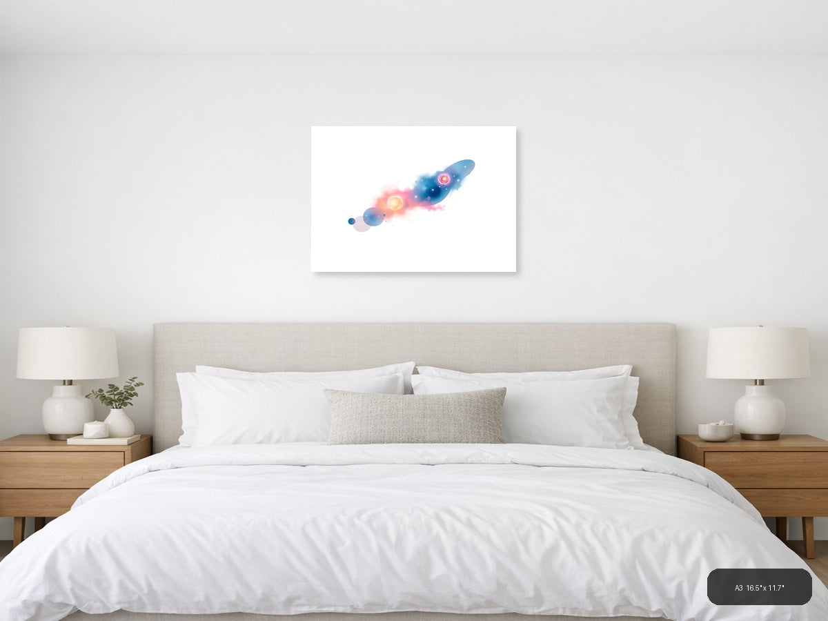 Minimalist Cosmic Galaxy Abstract Wall Art — A3 / Bedroom