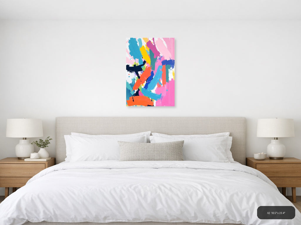 Vibrant Abstract Brushstrokes Colorful Modern Wall Art — A2 / Bedroom