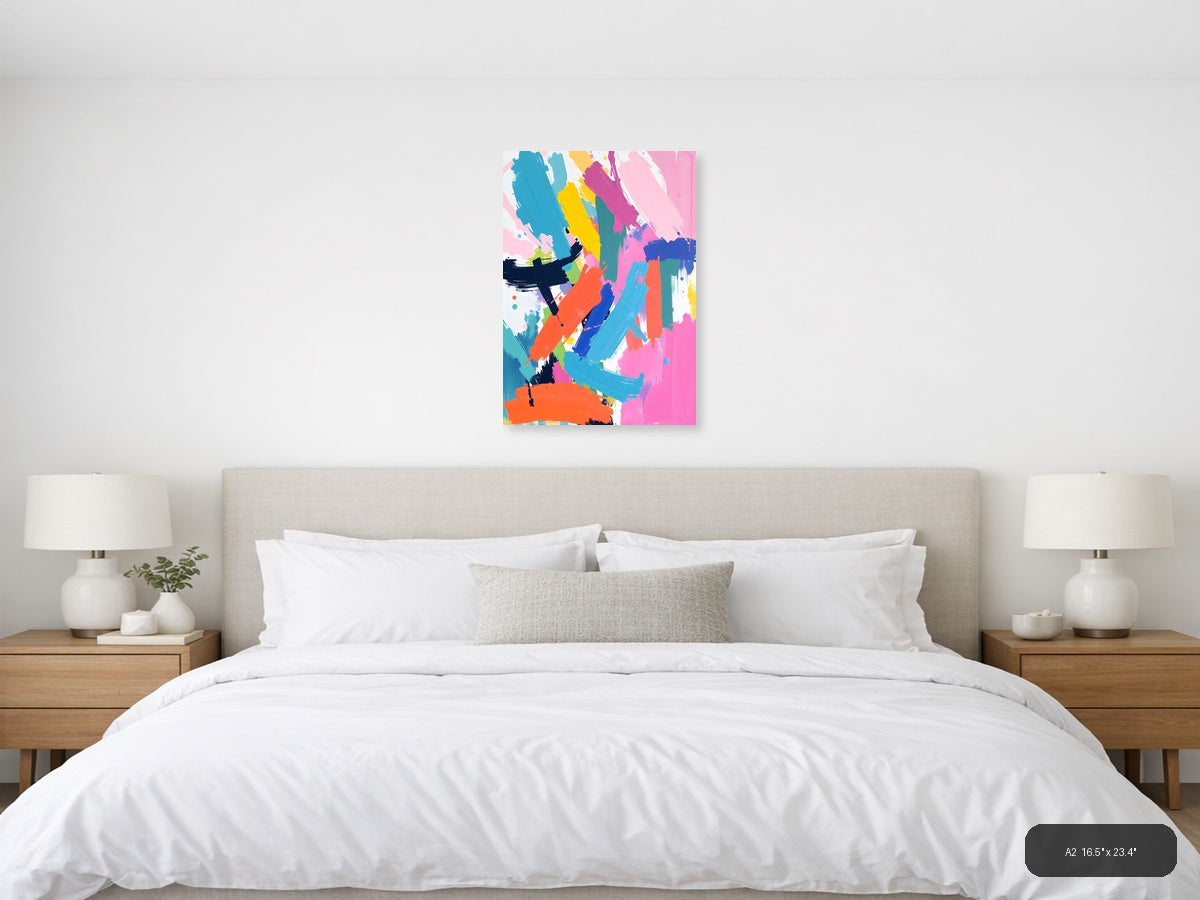 Vibrant Abstract Brushstrokes Colorful Modern Wall Art — A2 / Bedroom