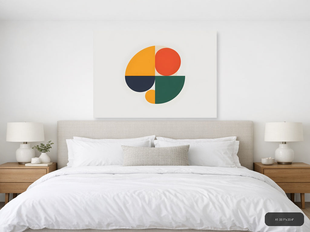 Minimalist Geometric Circles Abstract Wall Art — A1 / Bedroom