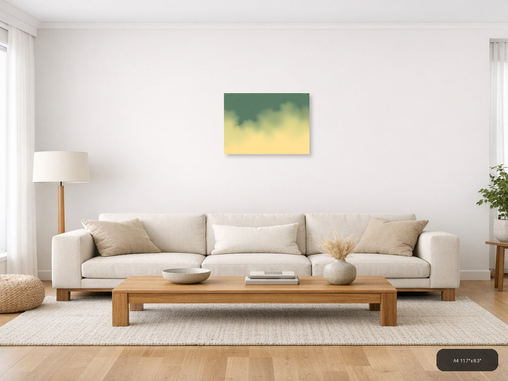 Vintage Gradient Sky with Soft Clouds Wall Art — A4 / Living Room