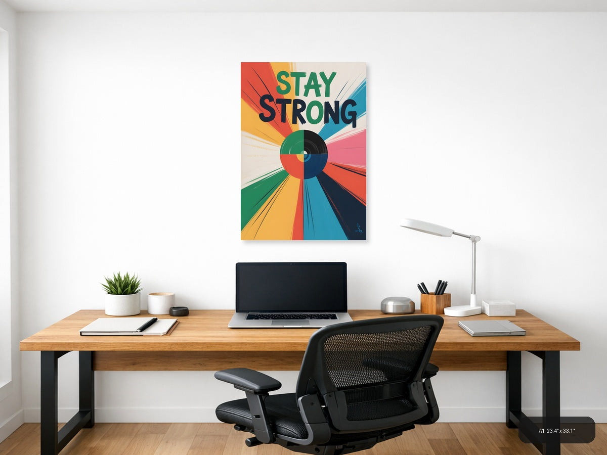 Stay Strong Abstract Vinyl Record Colorful Wall Art — A1 / Office