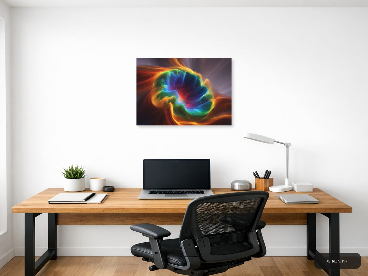 Colorful Abstract Energy Swirl Modern Wall Art — A3 / Office
